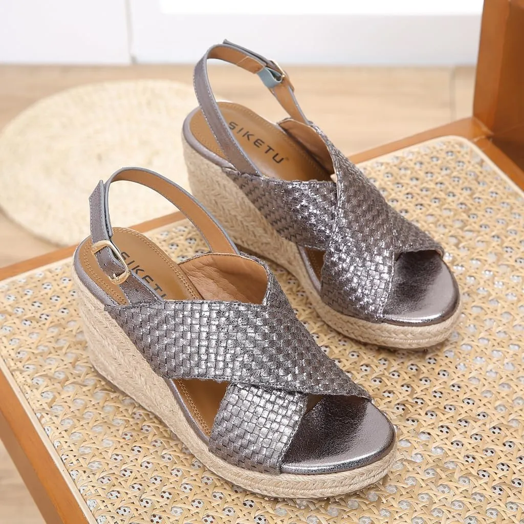 Espadrille Wedge Sandals for Women Open Toe Slingback Platform High Heels Summer Beach Dressy Sandal