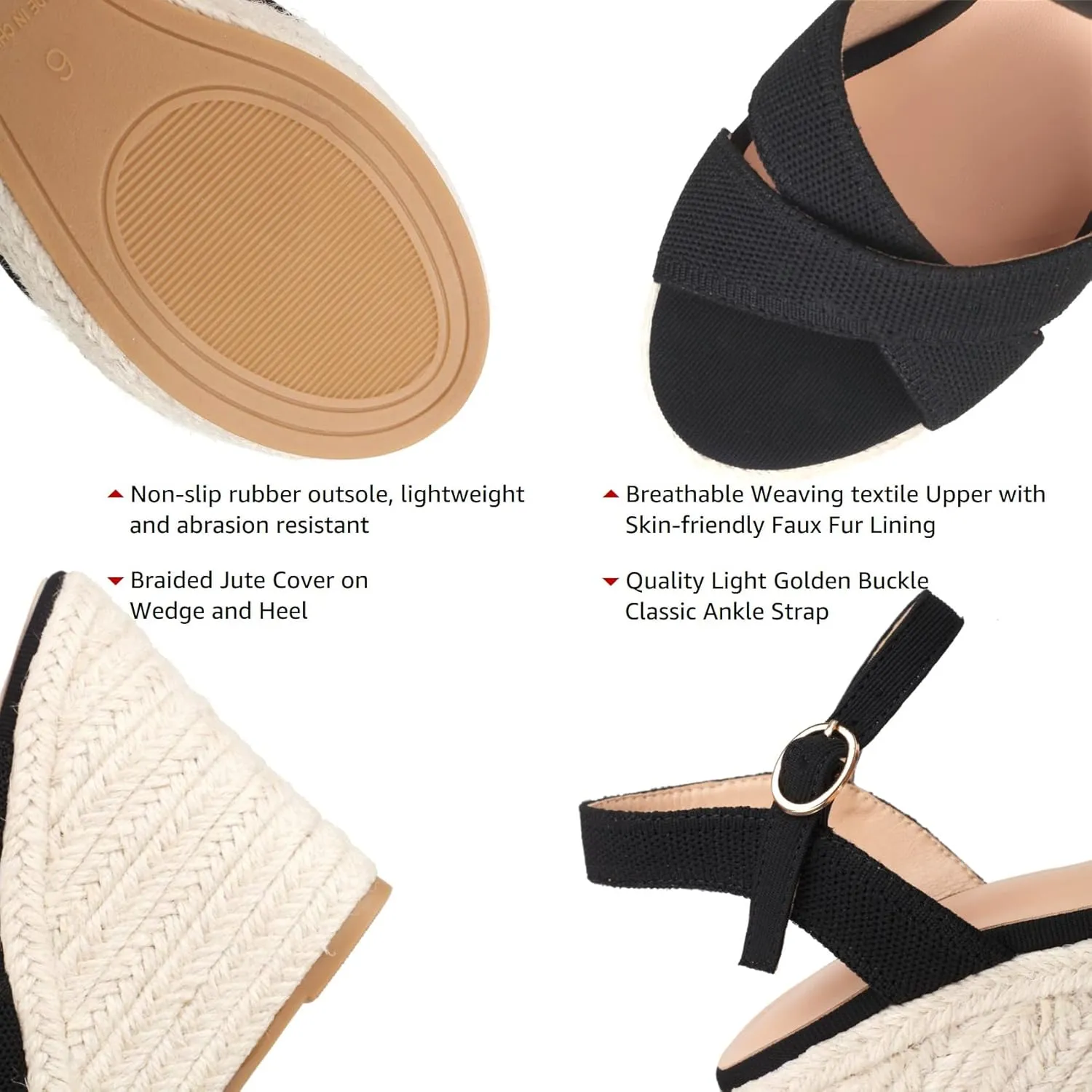 Espadrille Wedge Sandals for Women, Women's Platform Wedge Heels, High Heel Summer Wedges for Women with Breathable Knitted Textile Upper Open Toe Ankle Strap