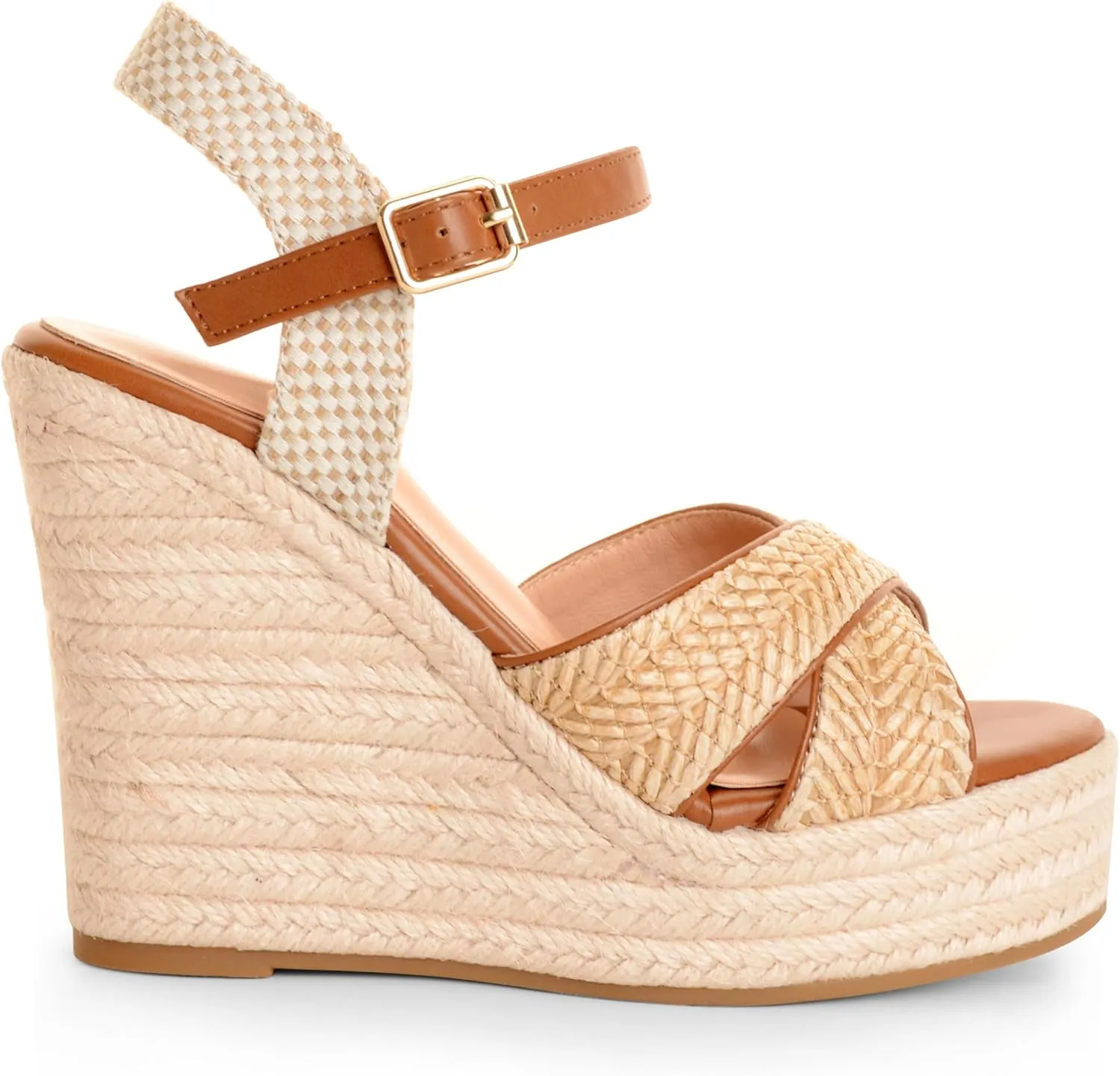 Espadrille Wedge Sandals for Women, Women's Platform Wedge Heels, High Heel Summer Wedges for Women with Breathable Knitted Textile Upper Open Toe Ankle Strap