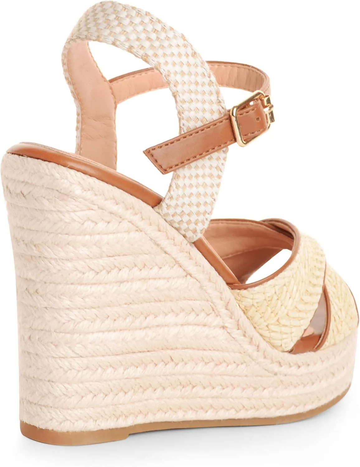 Espadrille Wedge Sandals for Women, Women's Platform Wedge Heels, High Heel Summer Wedges for Women with Breathable Knitted Textile Upper Open Toe Ankle Strap