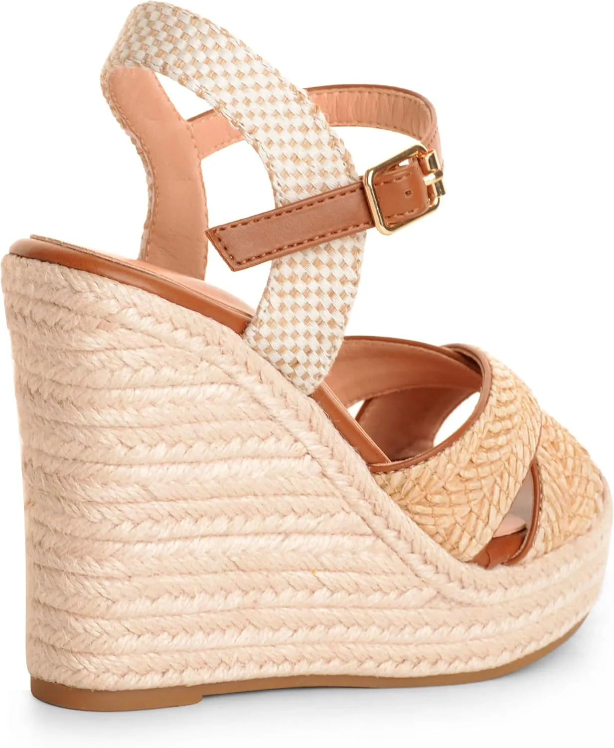 Espadrille Wedge Sandals for Women, Women's Platform Wedge Heels, High Heel Summer Wedges for Women with Breathable Knitted Textile Upper Open Toe Ankle Strap
