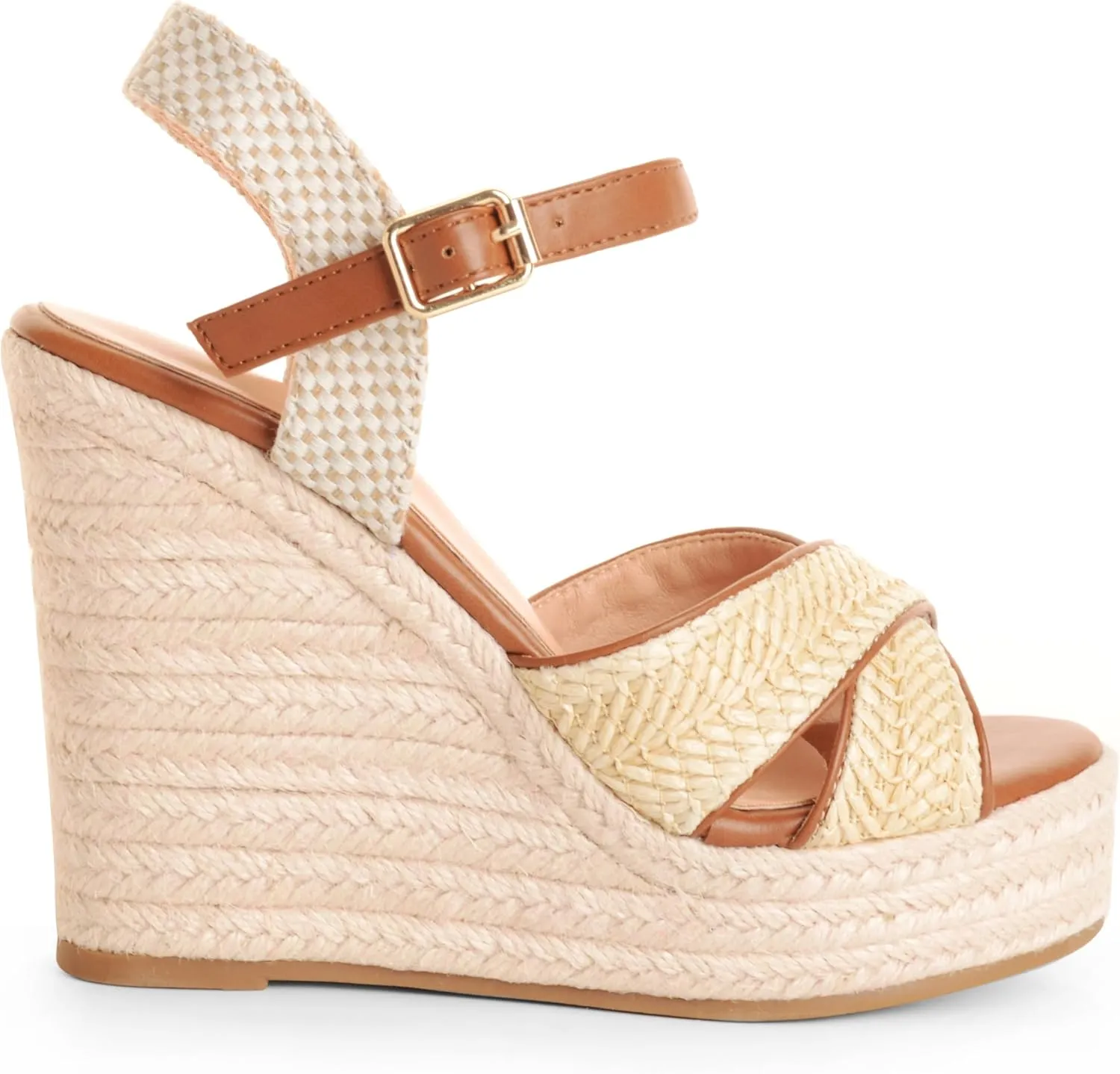 Espadrille Wedge Sandals for Women, Women's Platform Wedge Heels, High Heel Summer Wedges for Women with Breathable Knitted Textile Upper Open Toe Ankle Strap