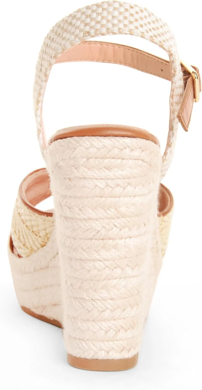 Espadrille Wedge Sandals for Women, Women's Platform Wedge Heels, High Heel Summer Wedges for Women with Breathable Knitted Textile Upper Open Toe Ankle Strap