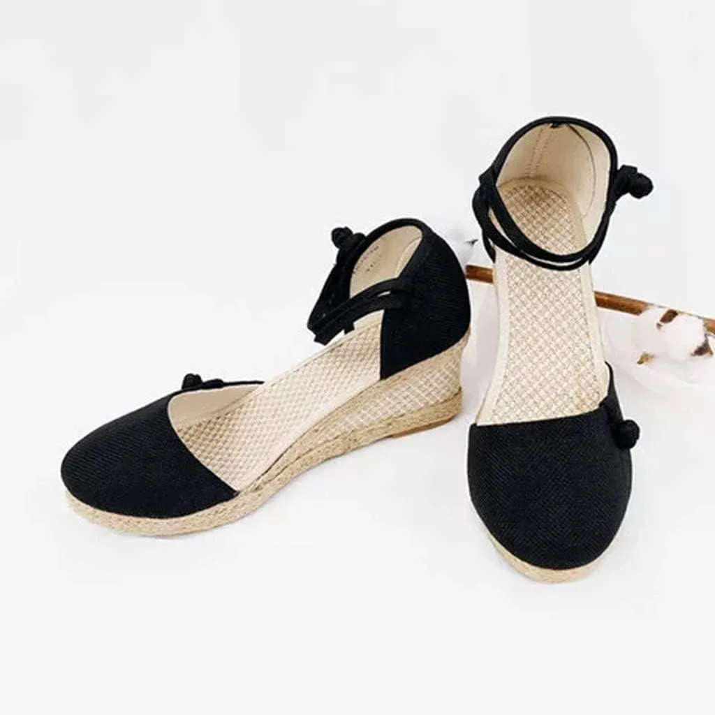 Espadrille Wedge,Womens Wedges Sandals Espadrilles Platform Closed Open Toe Ankle Strap Slingback Summer Casual Lace Up Buckle Retro Ankle-Tie Classic Low Heel 2025 Beach Dress Wedge Shoes