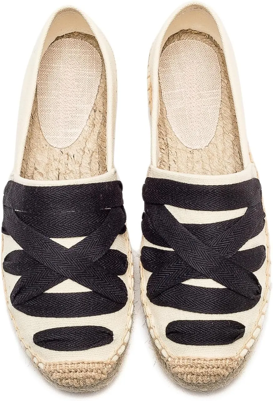 Espadrilles Loafers for Women - Comfort Round-Toe Women's Espadrille Simple Embroidered Espadrille Easy to Wear Suitable for Match T-Shirts,Dress,Jeans