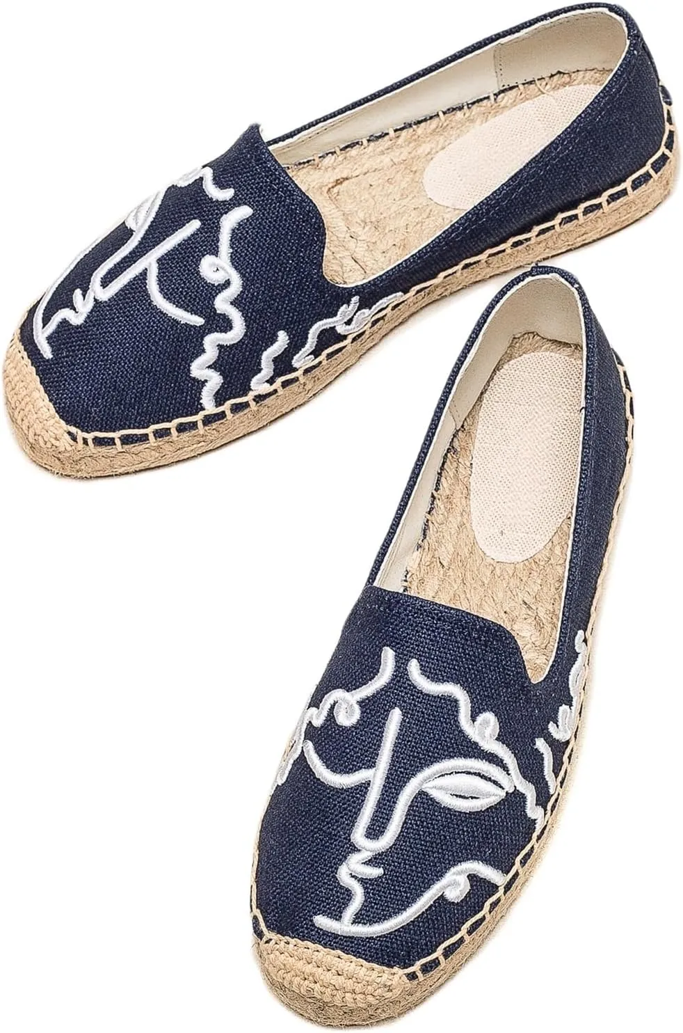 Espadrilles Loafers for Women - Comfort Round-Toe Women's Espadrille Simple Embroidered Espadrille Easy to Wear Suitable for Match T-Shirts,Dress,Jeans