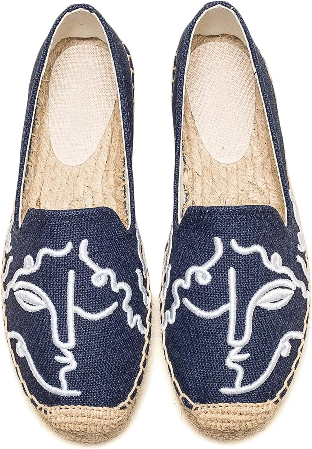 Espadrilles Loafers for Women - Comfort Round-Toe Women's Espadrille Simple Embroidered Espadrille Easy to Wear Suitable for Match T-Shirts,Dress,Jeans