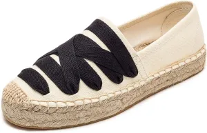 Espadrilles Loafers for Women - Comfort Round-Toe Women's Espadrille Simple Embroidered Espadrille Easy to Wear Suitable for Match T-Shirts,Dress,Jeans