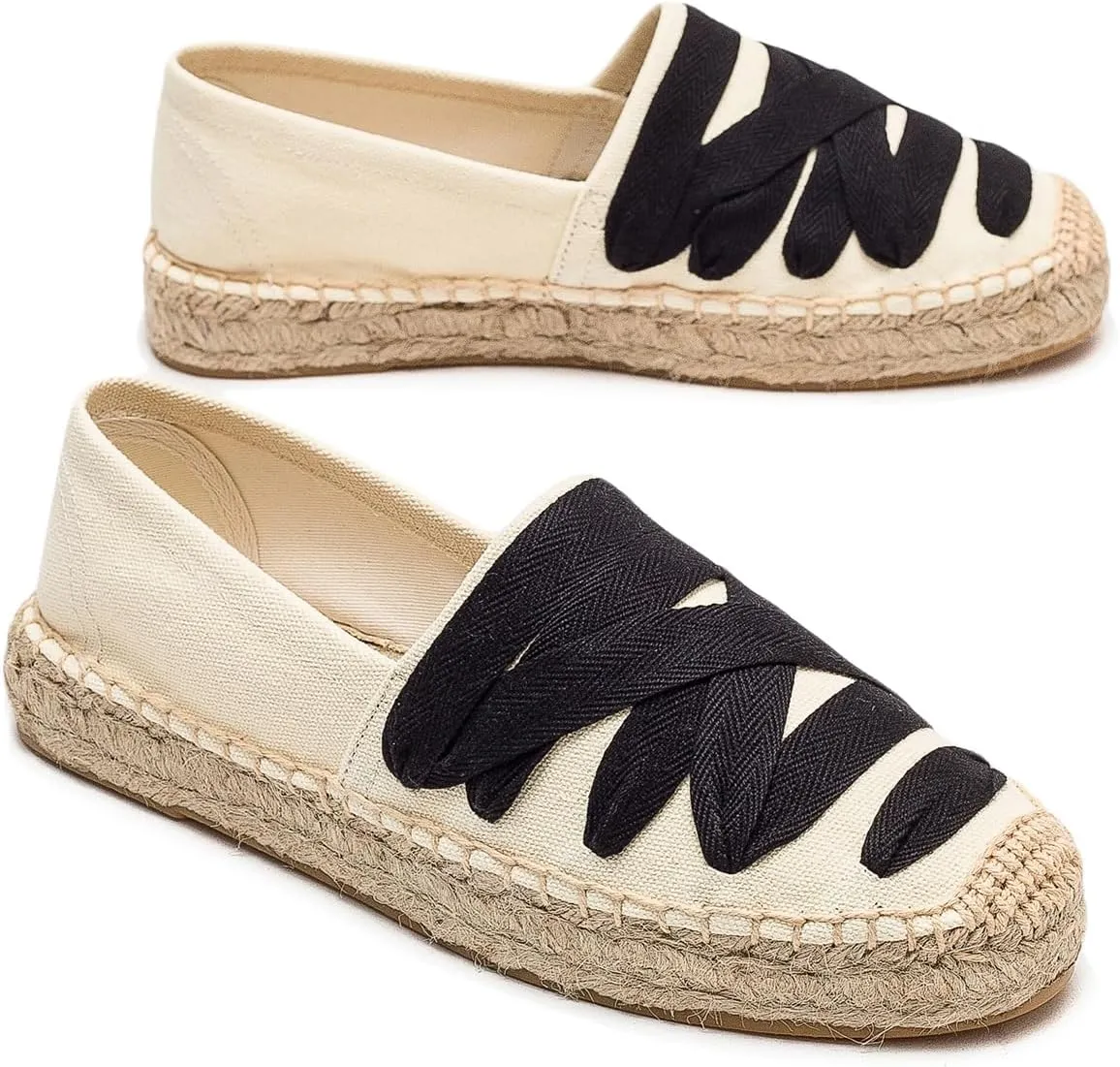 Espadrilles Loafers for Women - Comfort Round-Toe Women's Espadrille Simple Embroidered Espadrille Easy to Wear Suitable for Match T-Shirts,Dress,Jeans