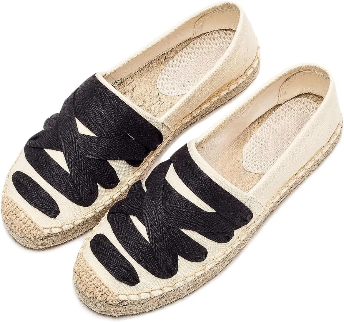 Espadrilles Loafers for Women - Comfort Round-Toe Women's Espadrille Simple Embroidered Espadrille Easy to Wear Suitable for Match T-Shirts,Dress,Jeans