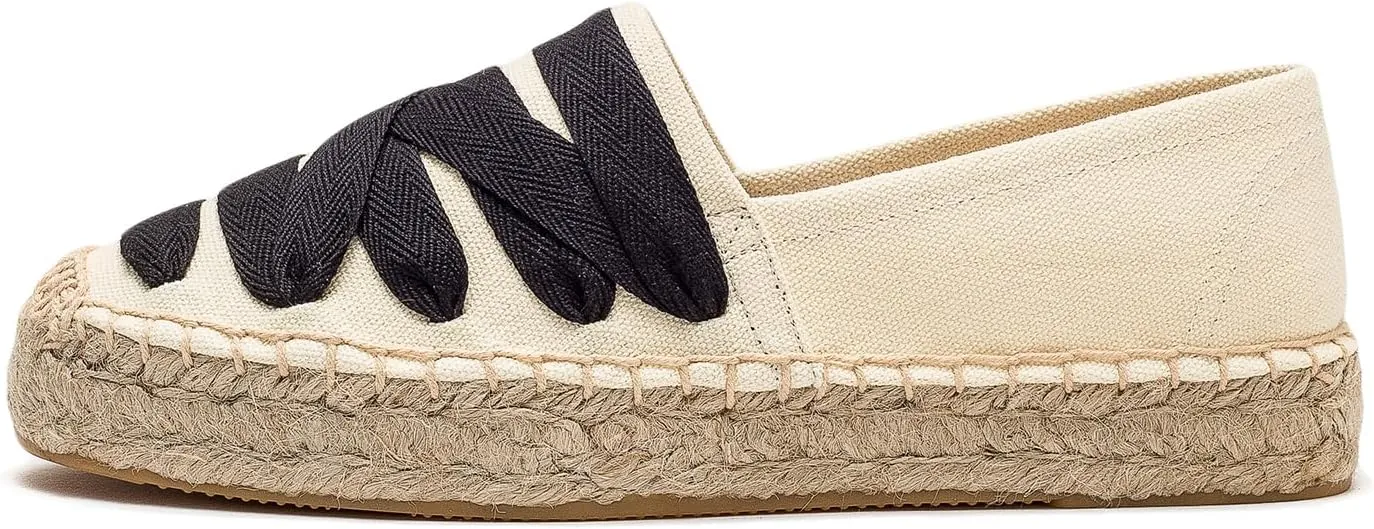 Espadrilles Loafers for Women - Comfort Round-Toe Women's Espadrille Simple Embroidered Espadrille Easy to Wear Suitable for Match T-Shirts,Dress,Jeans