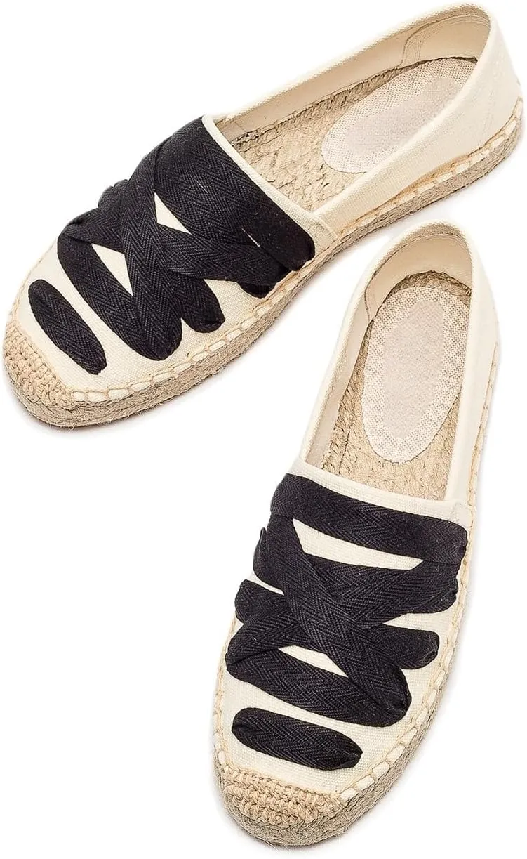 Espadrilles Loafers for Women - Comfort Round-Toe Women's Espadrille Simple Embroidered Espadrille Easy to Wear Suitable for Match T-Shirts,Dress,Jeans