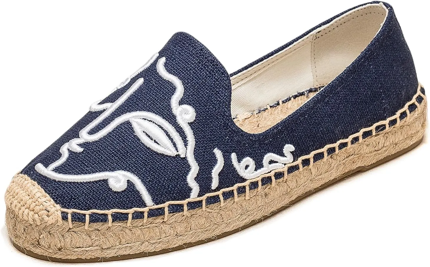 Espadrilles Loafers for Women - Comfort Round-Toe Women's Espadrille Simple Embroidered Espadrille Easy to Wear Suitable for Match T-Shirts,Dress,Jeans