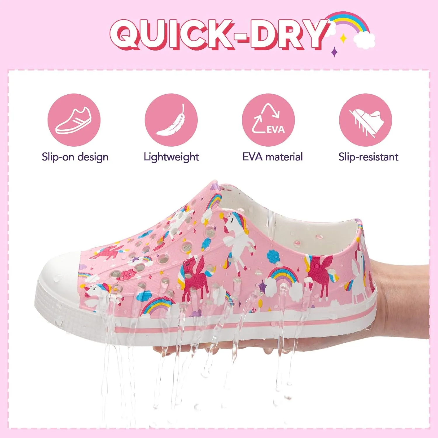 EUXTERPA Toddler Water Shoes for Kids Boys Girls Summer Lightweight Slip On Sandals Children Breathable Quick Dry Pool Beach Sneakers