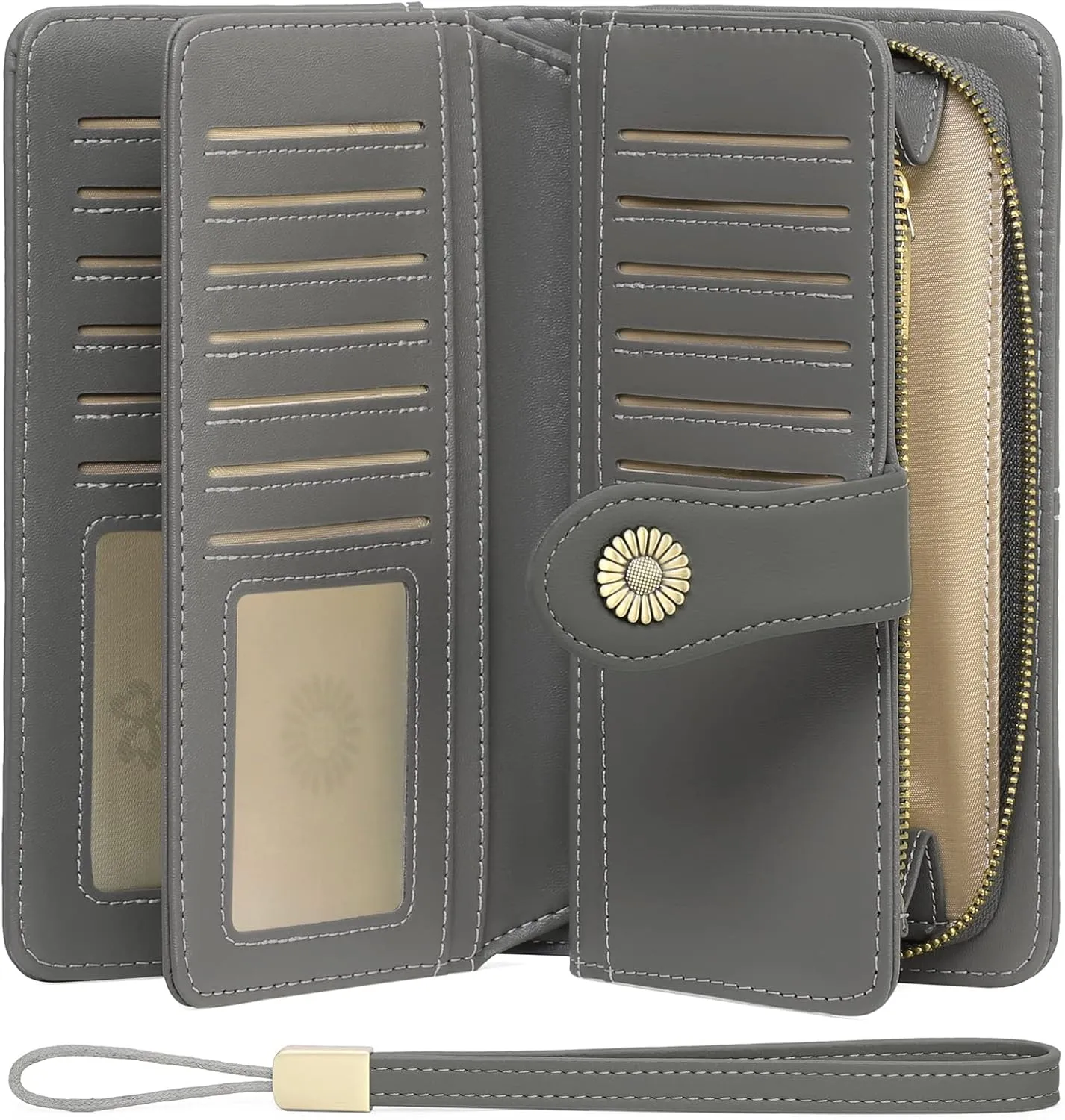 FALAN MULE Women Genuine Leather Wallet Large Capacity Bifold RFID Blocking Card Holder with Zipper Coin Pocket