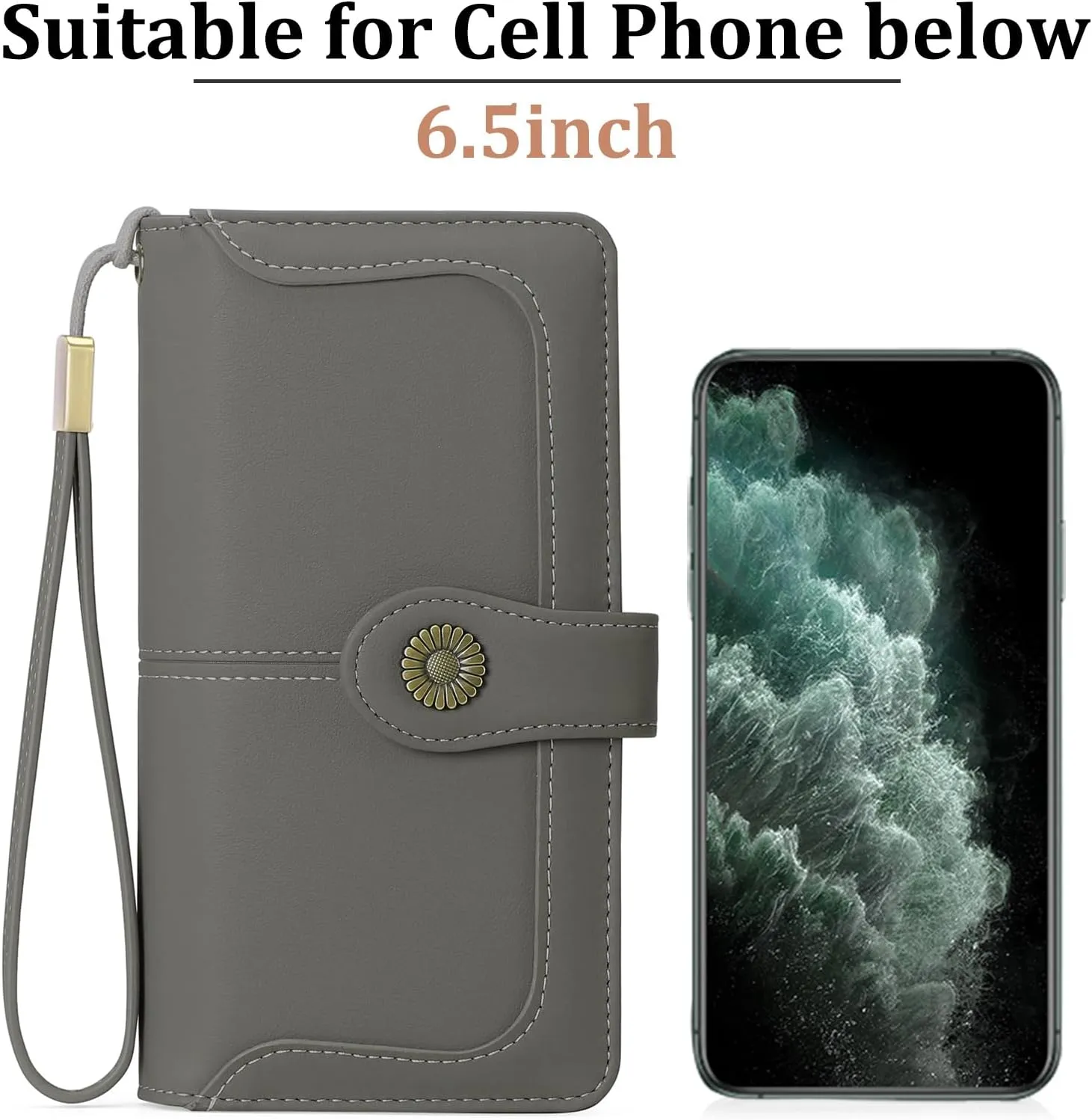 FALAN MULE Women Genuine Leather Wallet Large Capacity Bifold RFID Blocking Card Holder with Zipper Coin Pocket