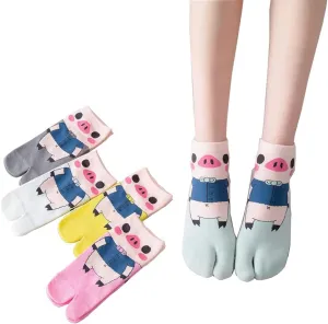 FASHIXD Women Toe Socks Ankle Sock Cute Two Finger Flip Flop Socks for Womens Girls Running