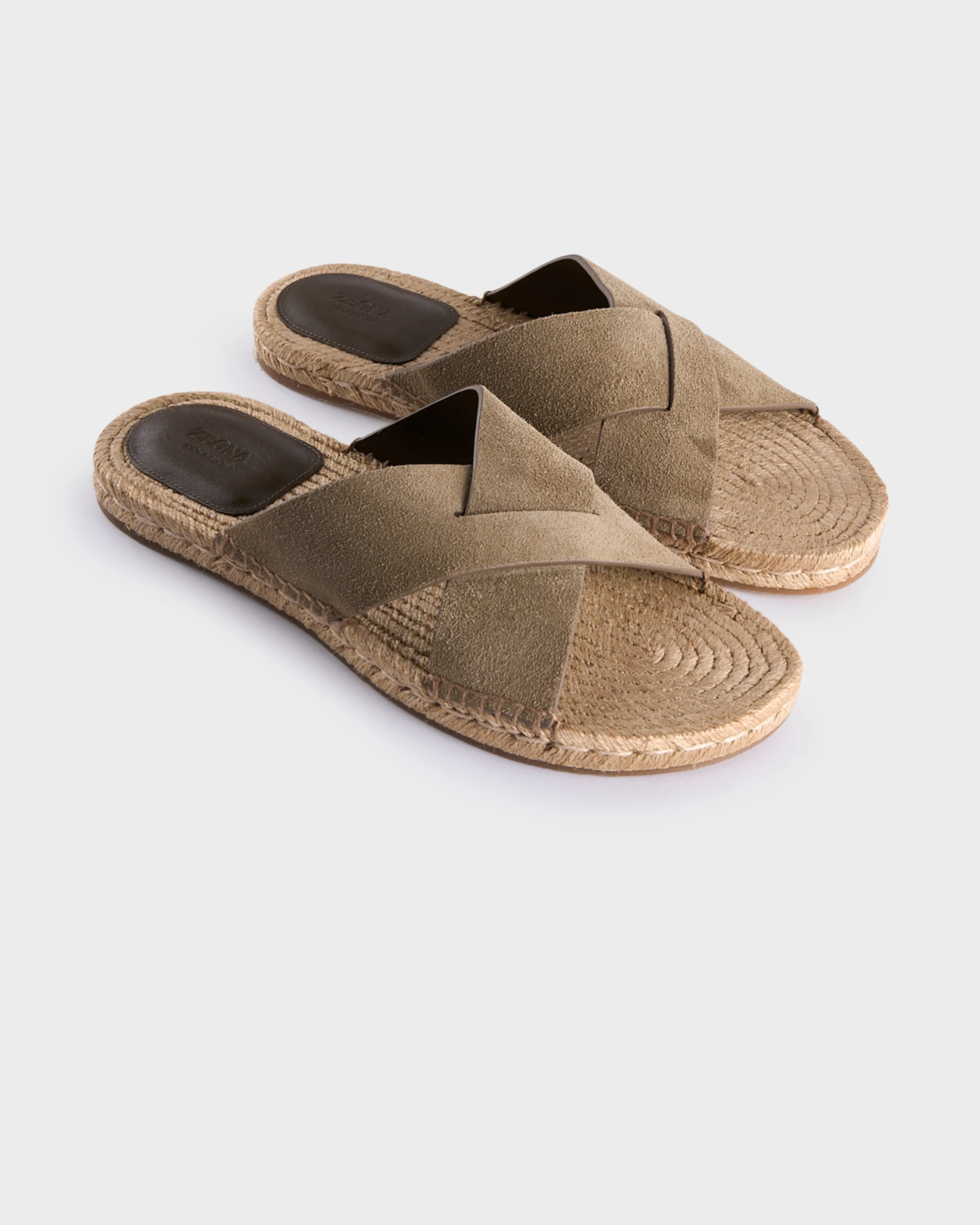 Fawn Green Suede Espadrille Sandals