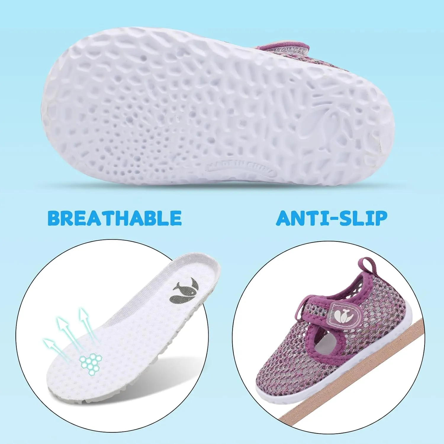 FEETCITY Boys Girls Water Shoes Kids Aqua Socks Quick Dry Barefoot for Beach Swimming Pool