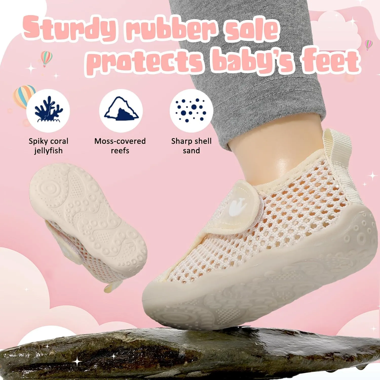 FEETCITY Wide Baby Water Shoes Boys Girls Barefoot Shoes Quick-Dry Kids Aqua Socks for Beach Swim Pool