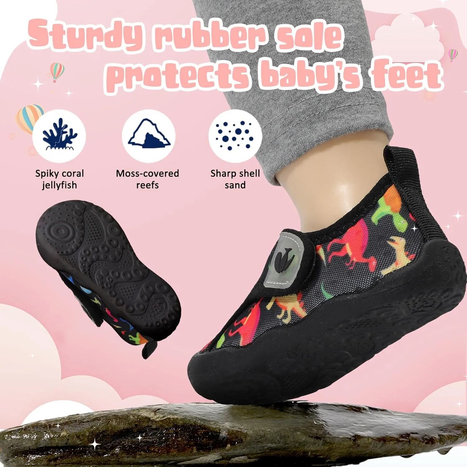 FEETCITY Wide Baby Water Shoes Boys Girls Barefoot Shoes Quick-Dry Kids Aqua Socks for Beach Swim Pool