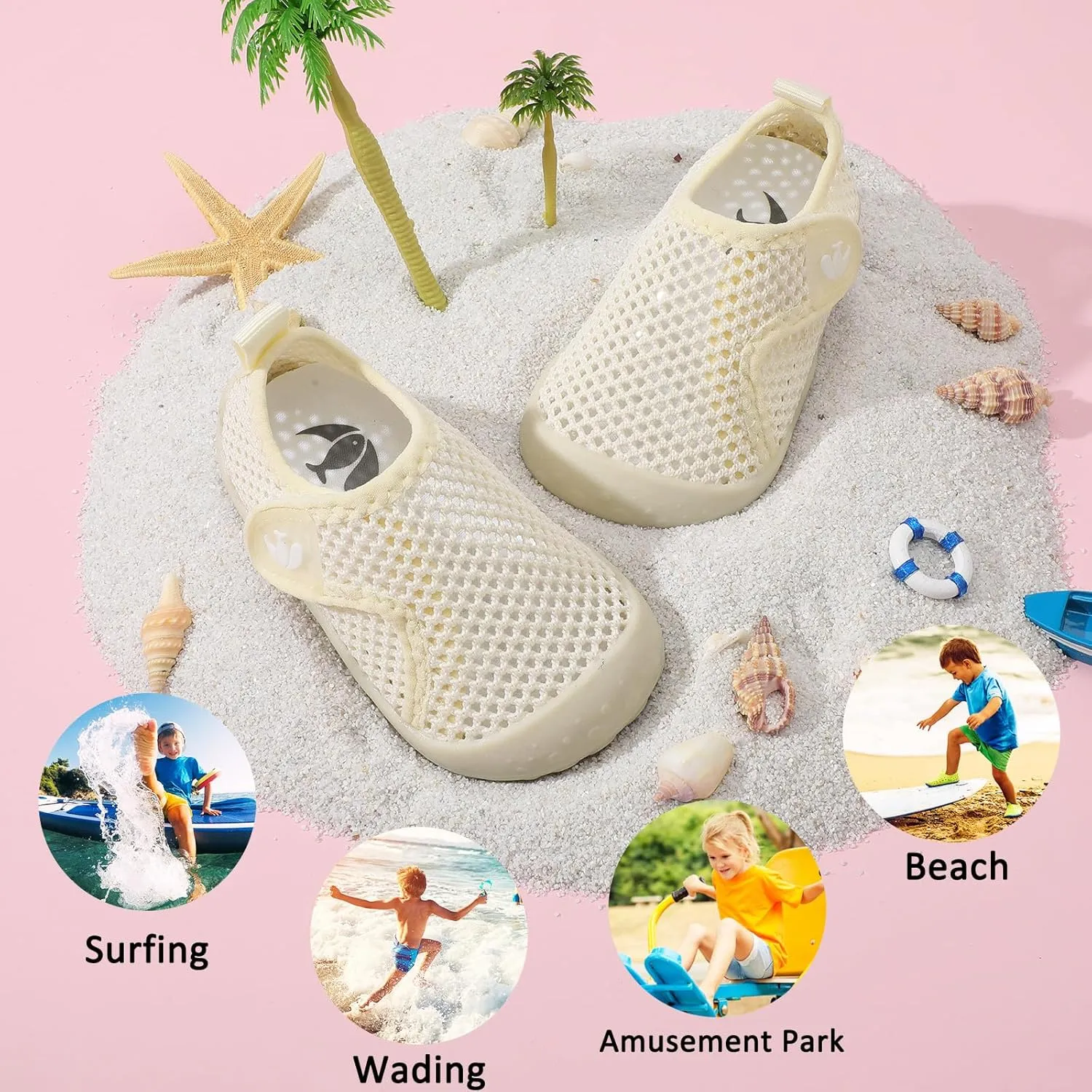 FEETCITY Wide Baby Water Shoes Boys Girls Barefoot Shoes Quick-Dry Kids Aqua Socks for Beach Swim Pool