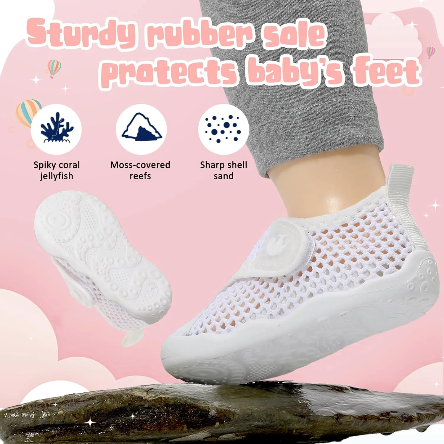 FEETCITY Wide Baby Water Shoes Boys Girls Barefoot Shoes Quick-Dry Kids Aqua Socks for Beach Swim Pool
