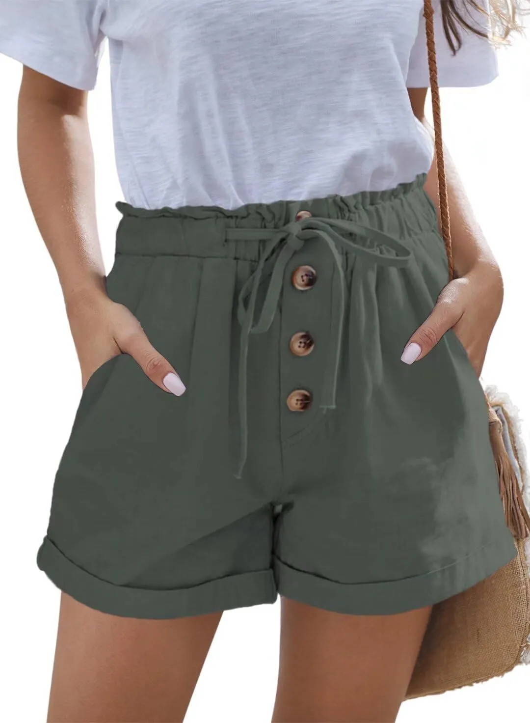 FEKOAFE Womens Shorts 2025 Comfy Summer Drawstring High Waist Cotton Shorts for Women Trendy(S-2XL)