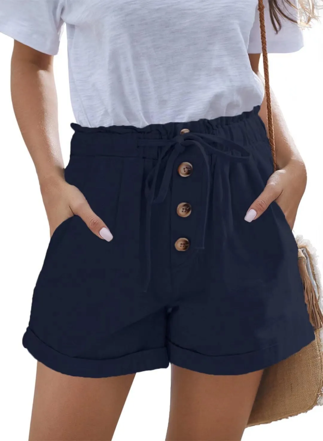 FEKOAFE Womens Shorts 2025 Comfy Summer Drawstring High Waist Cotton Shorts for Women Trendy(S-2XL)