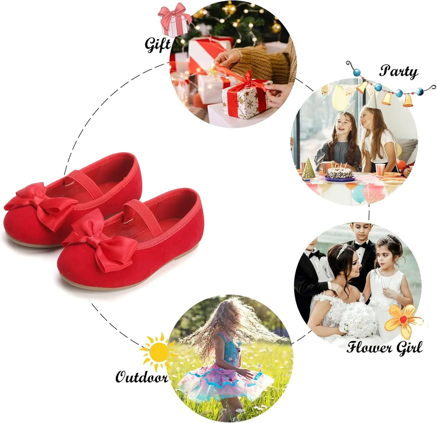 Felix & Flora Toddler Flower Girl Dress Shoes - Girl Ballet Flats Party School Shoes Wedding