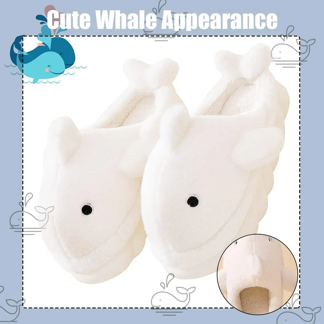 Fiedaz Cute Cloud Whale Shark Slippers for Women Men Kids Plush House Slippers Comfy Memory Foam Slip-on Indoor Slippers