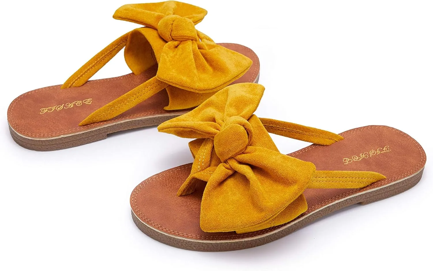 FISACE Womens Slip On Flip Flops Ring Toe Strappy Summer Gladiator Flat Sandals