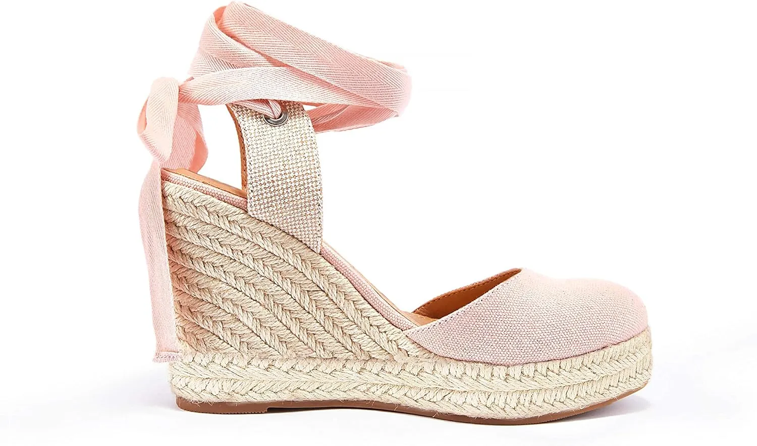 FISACE Womens Summer Espadrille Heel Platform Wedge Sandals Ankle Buckle Strap Closed Toe Shoes