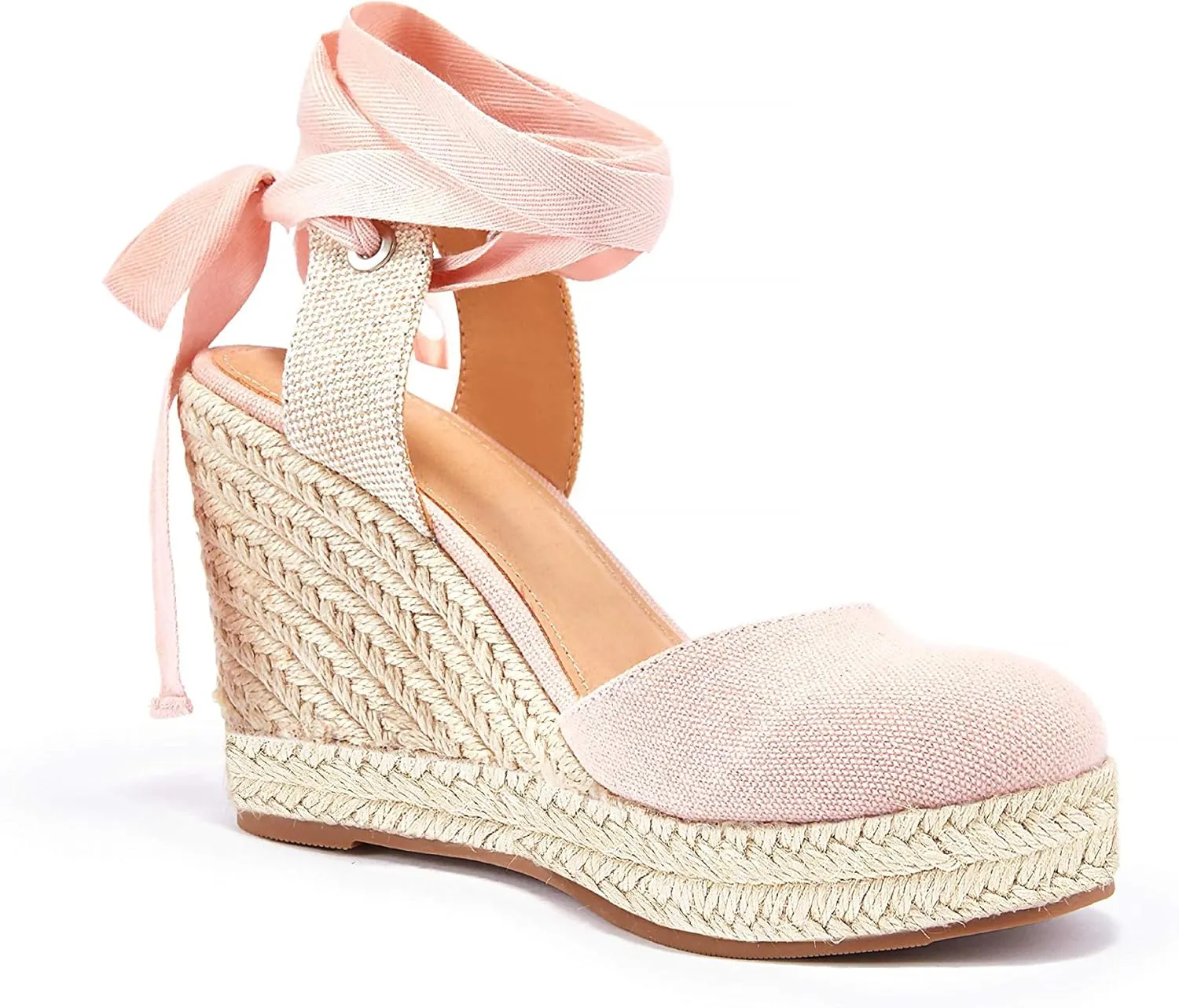 FISACE Womens Summer Espadrille Heel Platform Wedge Sandals Ankle Buckle Strap Closed Toe Shoes