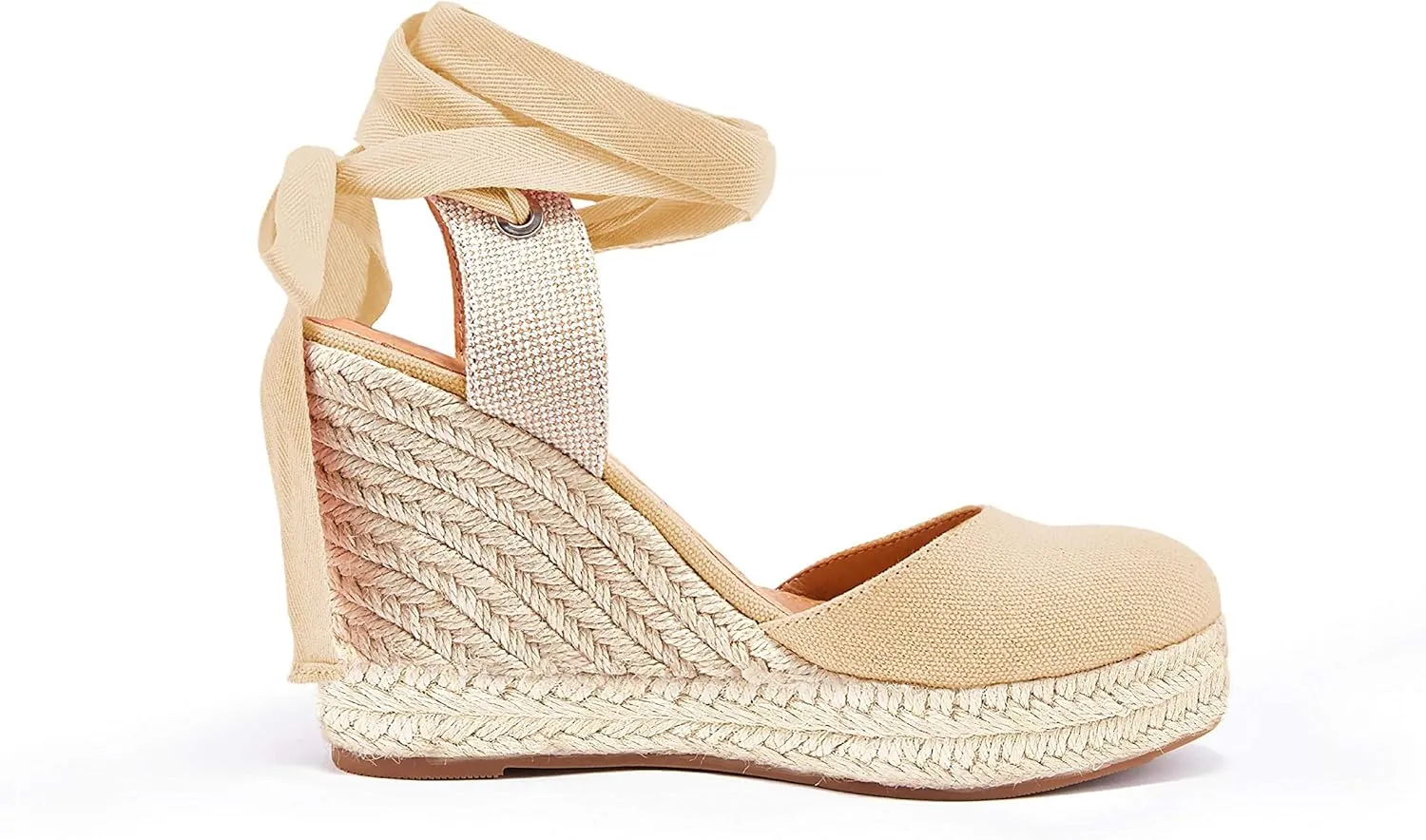 FISACE Womens Summer Espadrille Heel Platform Wedge Sandals Ankle Buckle Strap Closed Toe Shoes