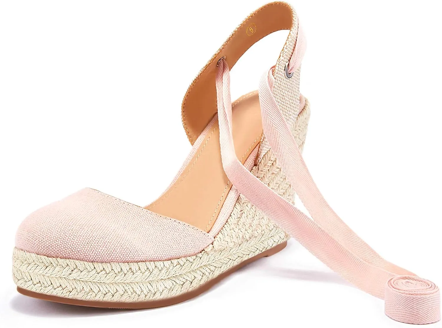FISACE Womens Summer Espadrille Heel Platform Wedge Sandals Ankle Buckle Strap Closed Toe Shoes