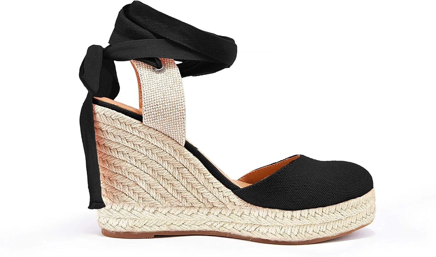 FISACE Womens Summer Espadrille Heel Platform Wedge Sandals Ankle Buckle Strap Closed Toe Shoes