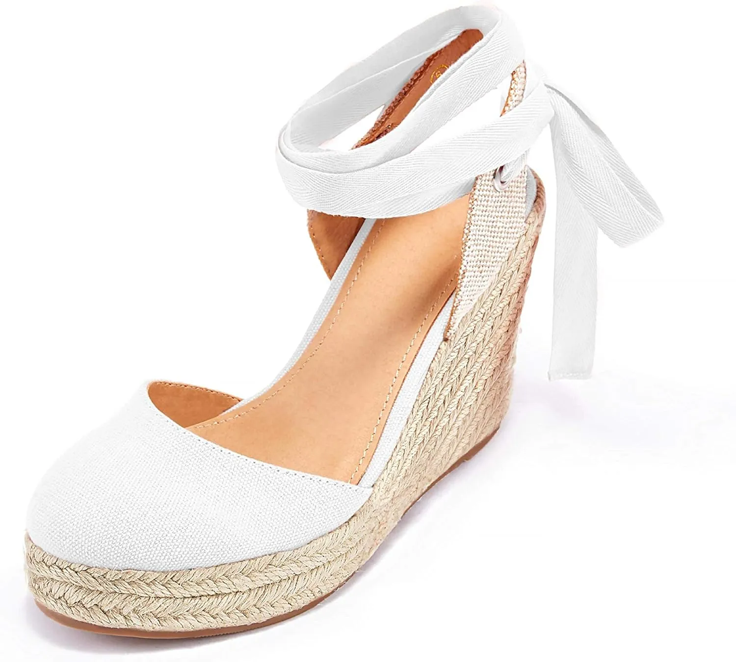 FISACE Womens Summer Espadrille Heel Platform Wedge Sandals Ankle Buckle Strap Closed Toe Shoes