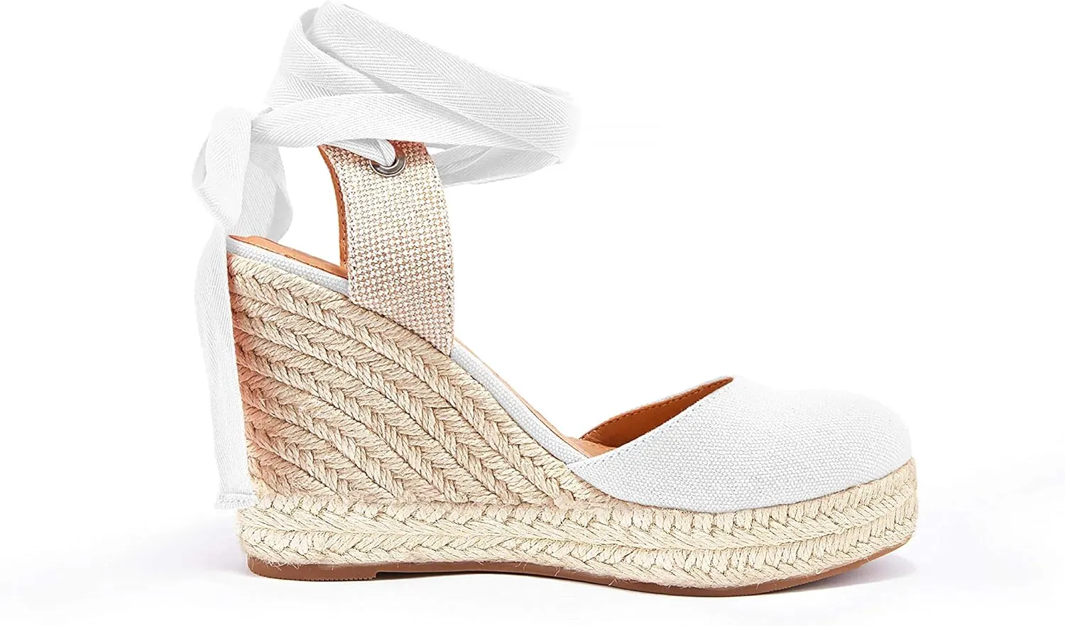 FISACE Womens Summer Espadrille Heel Platform Wedge Sandals Ankle Buckle Strap Closed Toe Shoes