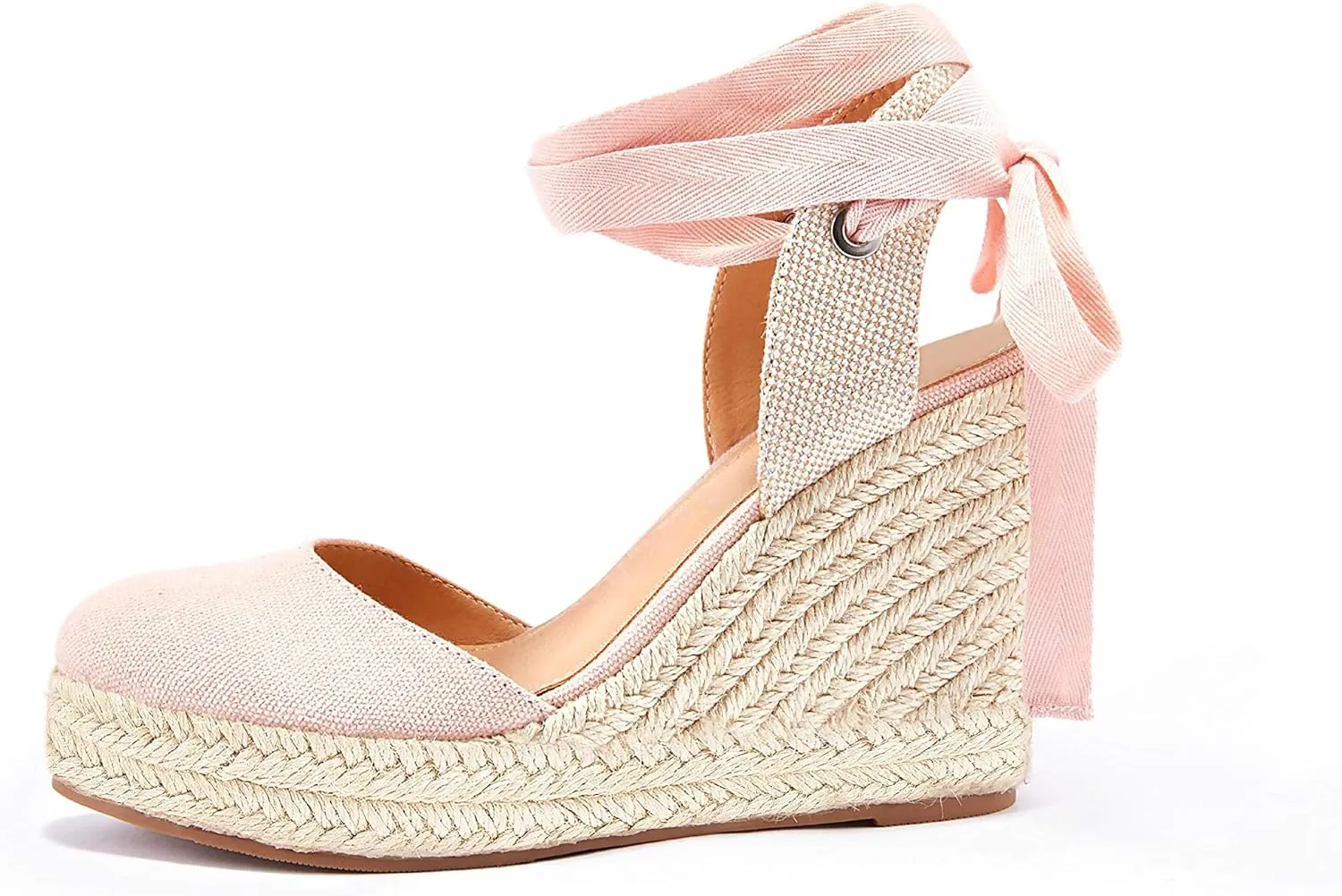 FISACE Womens Summer Espadrille Heel Platform Wedge Sandals Ankle Buckle Strap Closed Toe Shoes