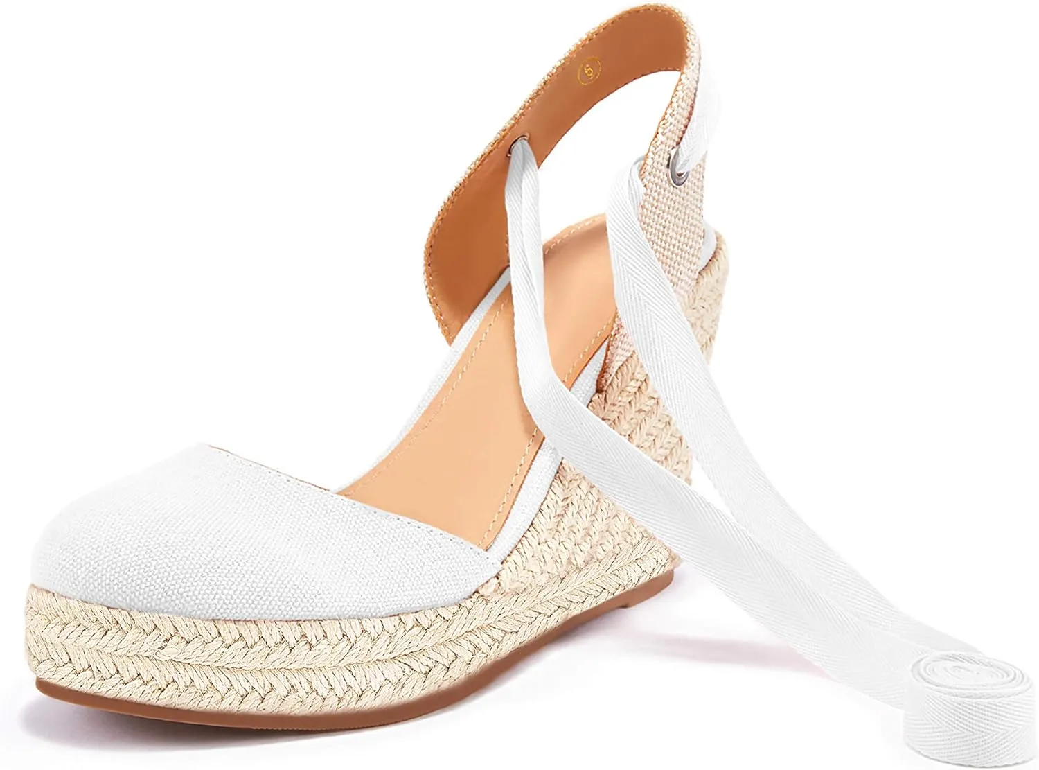 FISACE Womens Summer Espadrille Heel Platform Wedge Sandals Ankle Buckle Strap Closed Toe Shoes