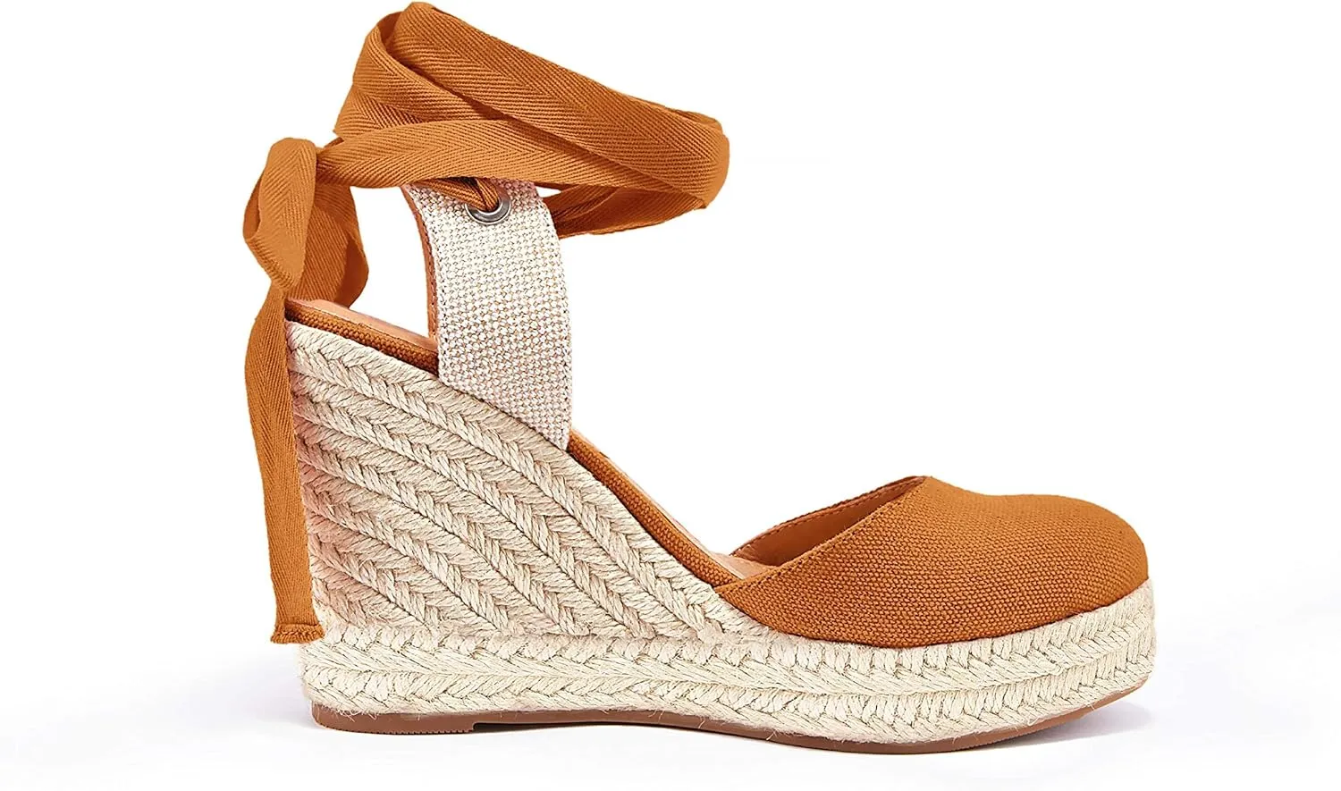 FISACE Womens Summer Espadrille Heel Platform Wedge Sandals Ankle Buckle Strap Closed Toe Shoes