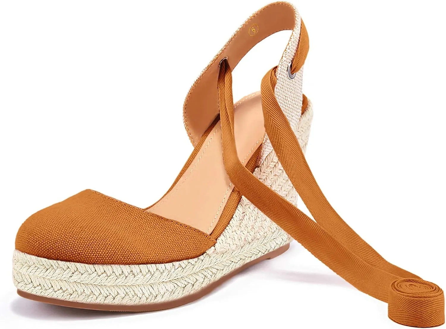 FISACE Womens Summer Espadrille Heel Platform Wedge Sandals Ankle Buckle Strap Closed Toe Shoes