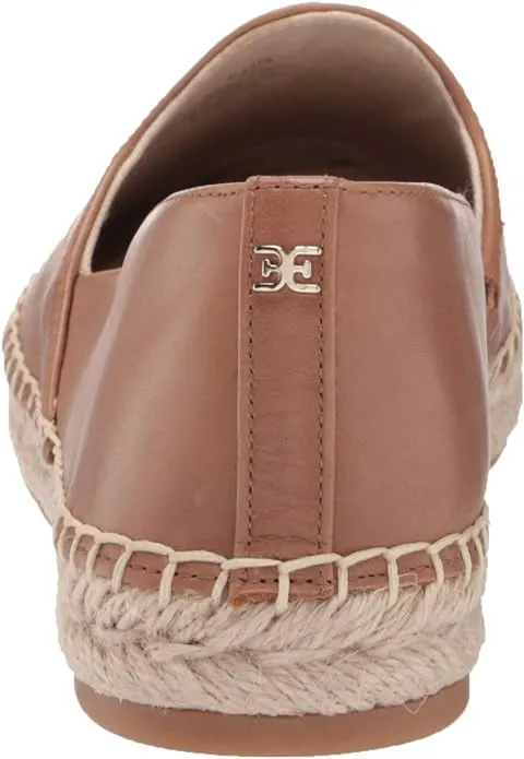 Flat Latte Leather Fast dispatch Sam Kesia Smart-enabled Round On Toe Espadrille Loafers Edelman Platform Slip