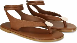 Flat Sandals for Women Strappy Sandals Comfortable Dressy Beach Flip Flop Slides Thong Sandals for Women with Metal Circular