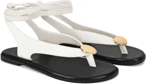 Flat Sandals for Women Strappy Sandals Comfortable Dressy Beach Flip Flop Slides Thong Sandals for Women with Metal Circular