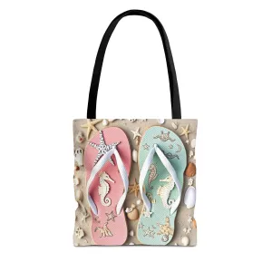 Flip Flop Tote, Casual Shopper Bag, Vacation Carryall, Nautical Style, Gift for Her