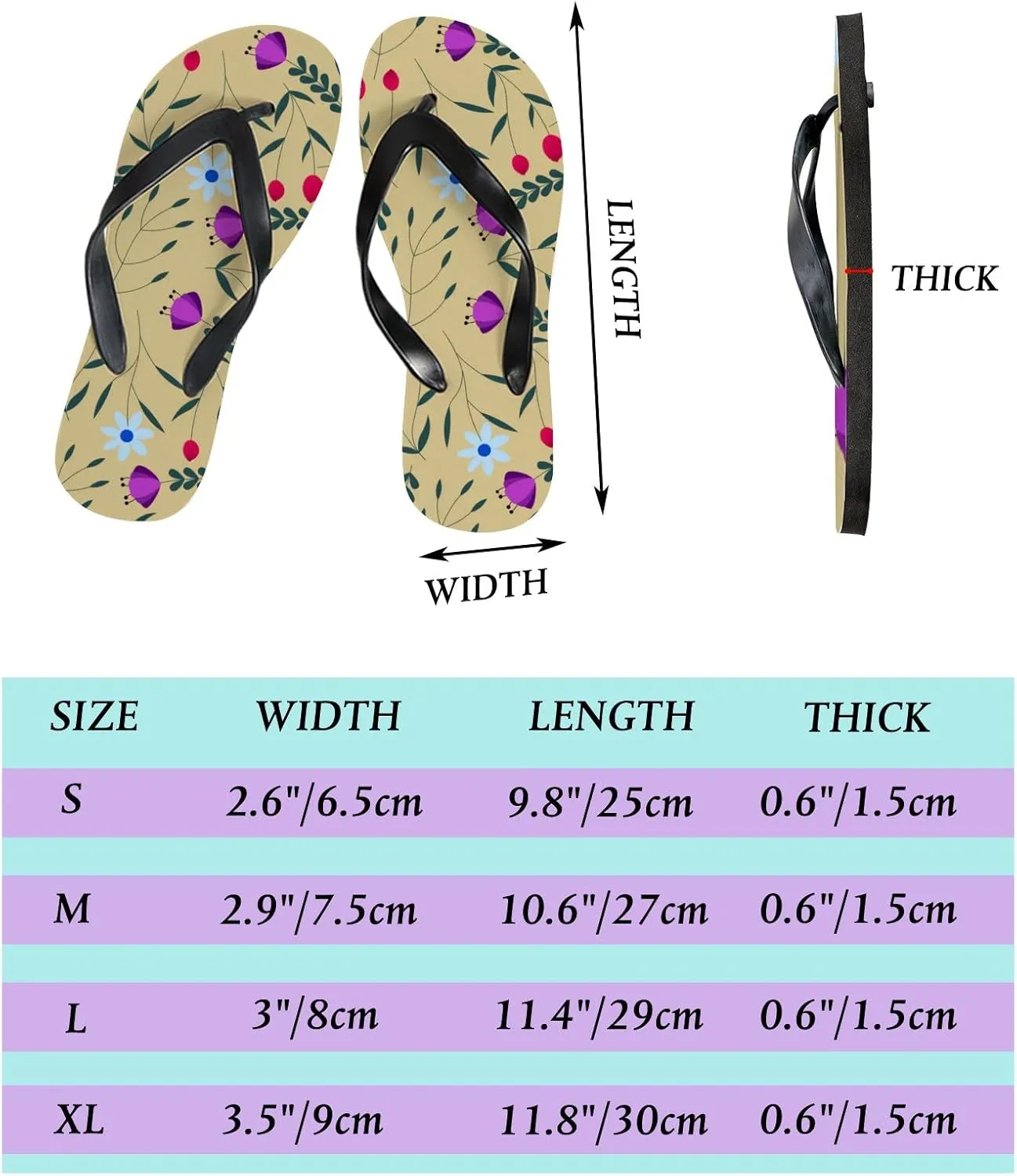 Flip Flops Floral Flowers Leaves Beige Slide Sandals Summer Beach Slippers Thong Sandal Casual Yoga Mat Flat Slides for Women Men