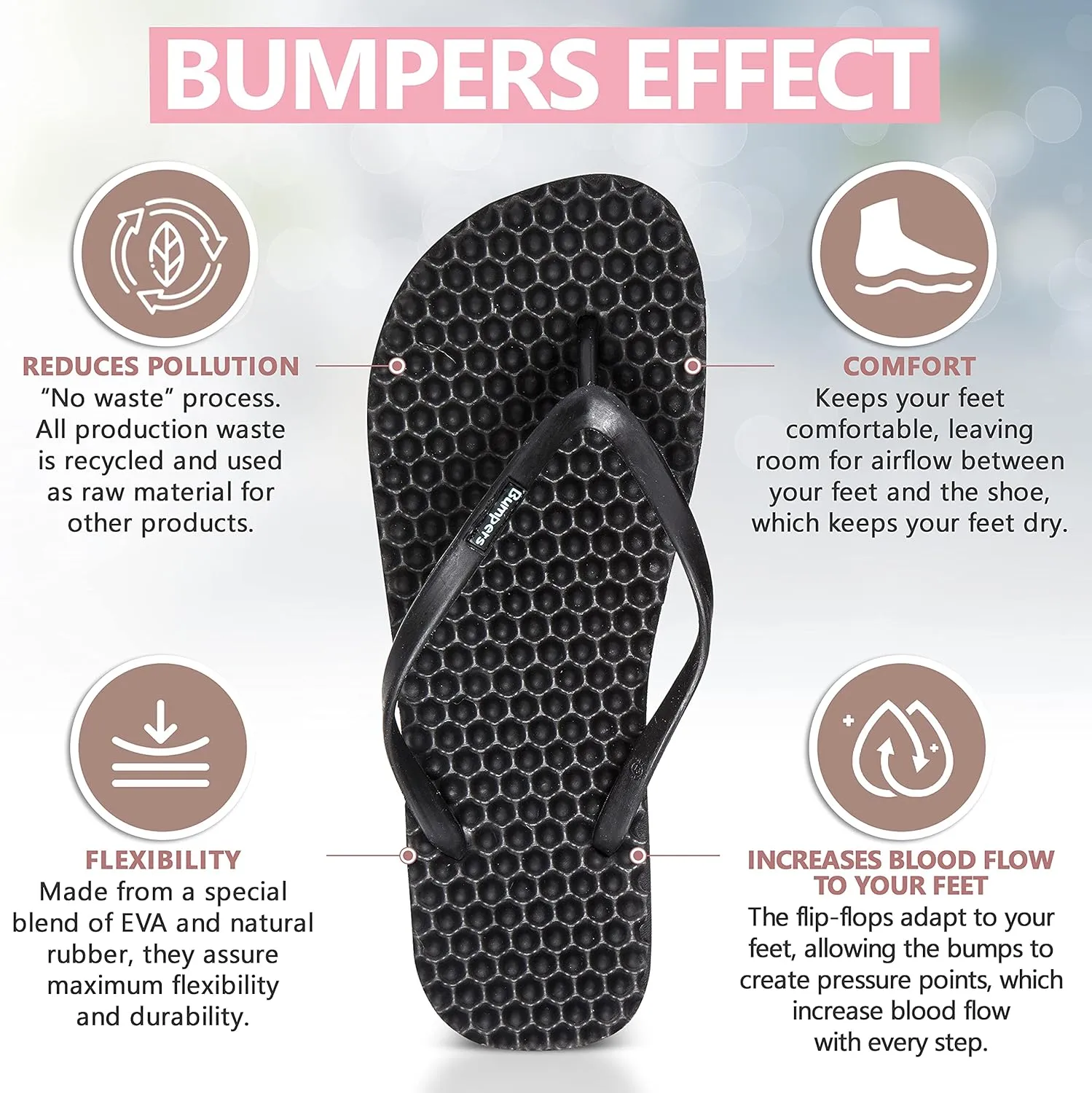 Flip Flops For Women - Beach & Shower Sandals For Womens, Comfortable Massage Acupressure Slippers, Indoor & Outdoor Footwear
