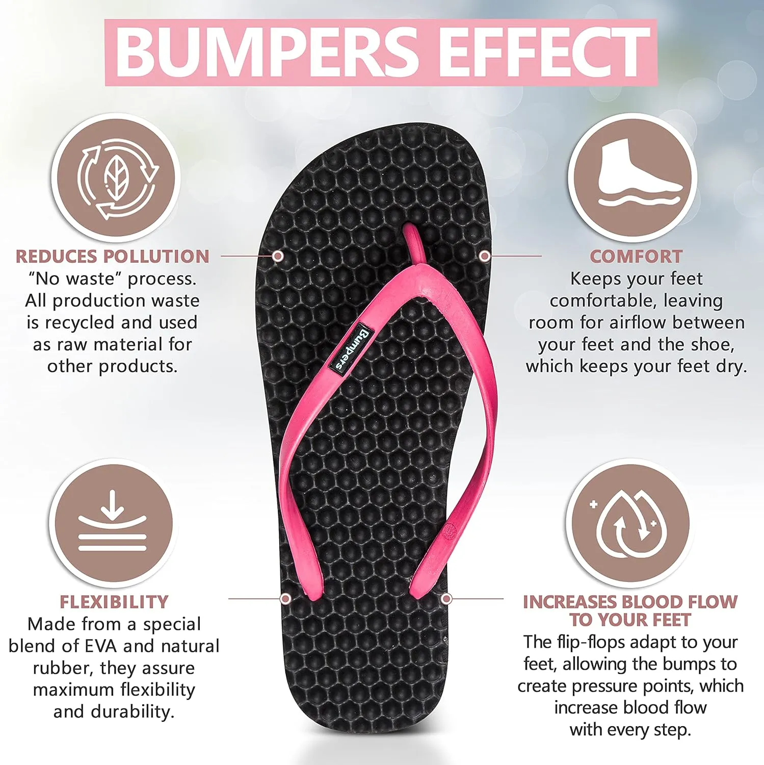 Flip Flops For Women - Beach & Shower Sandals For Womens, Comfortable Massage Acupressure Slippers, Indoor & Outdoor Footwear
